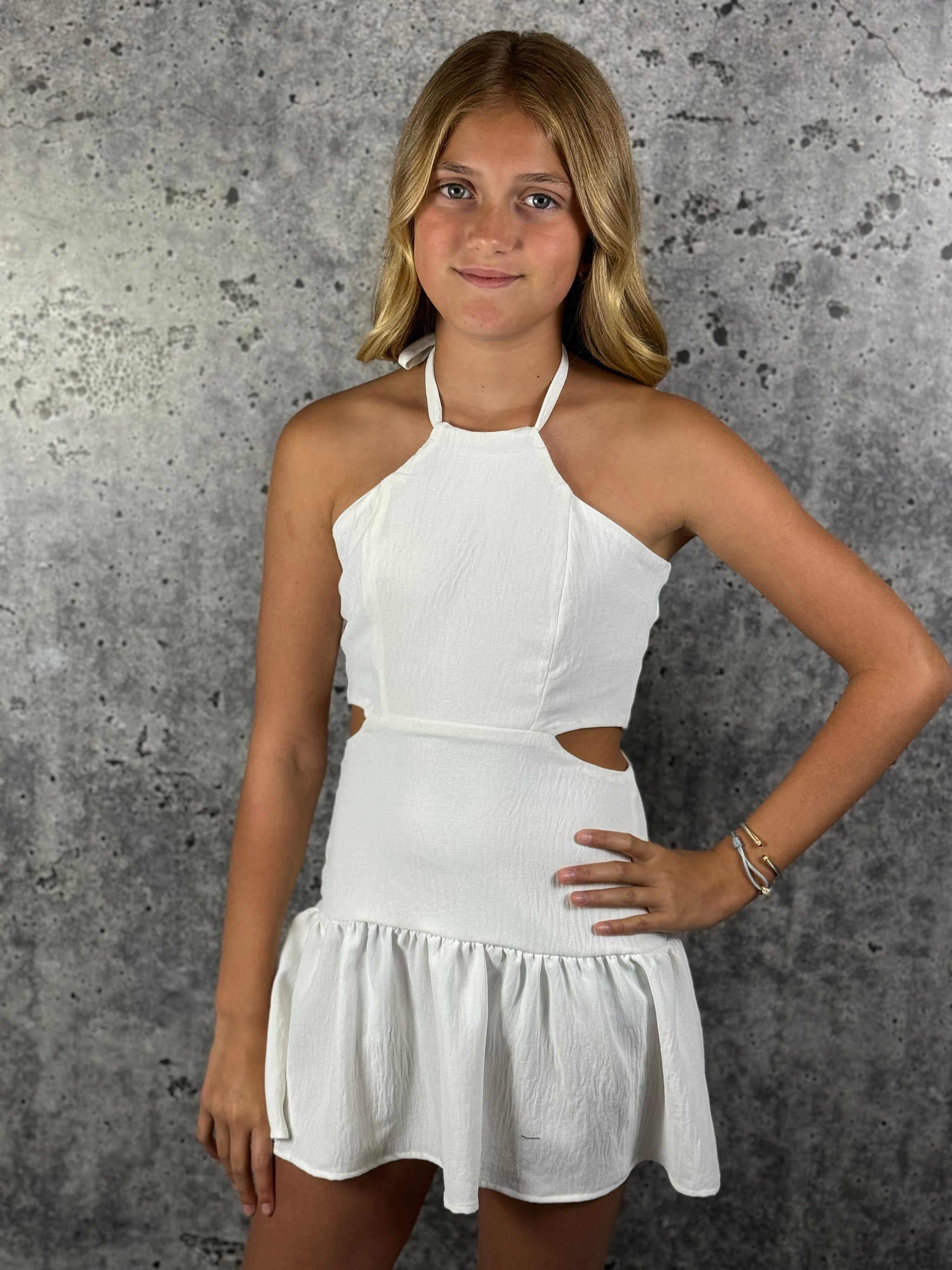 If So White Halter Cut Out Dress