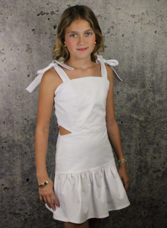 If So Cutout Tie Strap Dress White