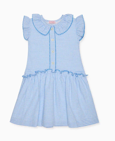 blue gingham drop waist dress Gingham Drop Waist Maxi Dress